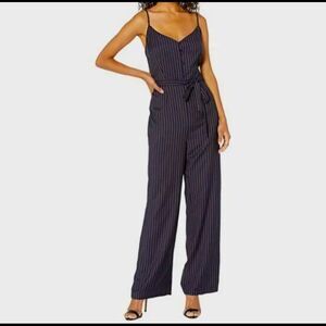 Cupcakes and Cashmere Pinstriped Jumpsuit in Navy Size Medium